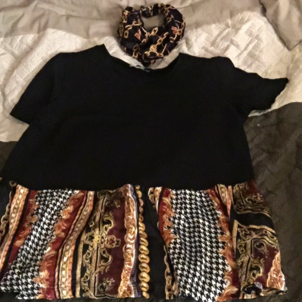 God n black chain babydoll shirt with head band